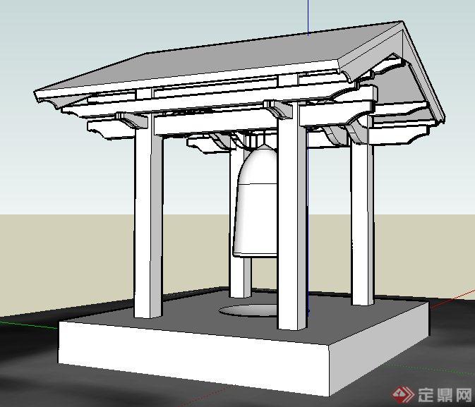 园林景观钟亭设计SU模型(1)