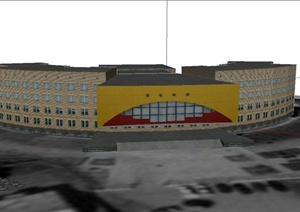某四层弧形行政办公楼建筑设计US模型