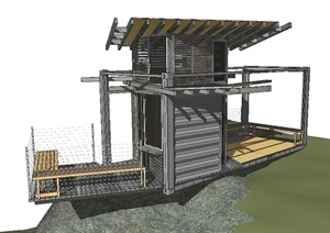 小木屋及观景平台SU(草图大师)模型