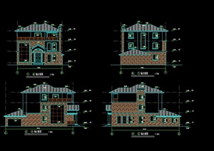 某现代三层别墅建筑设计CAD方案图