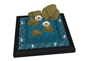 雕塑水池设计SU(草图大师)模型
