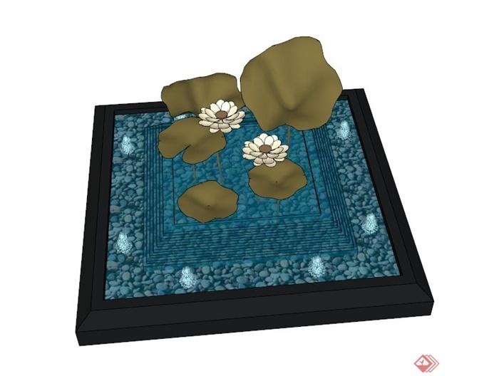 雕塑水池设计SU模型(1)