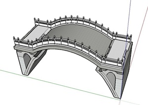 园林景观节点圆拱桥设计SU(草图大师)模型