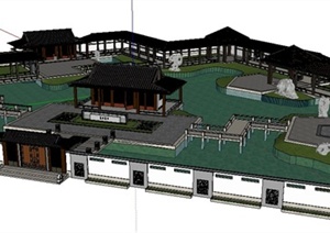 古典中式庭院景观设计SU(草图大师)模型