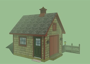 某单层欧式住宅建筑小屋设计SU(草图大师)模型