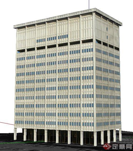 现代风格某栋高层办公建筑设计SU模型(2)