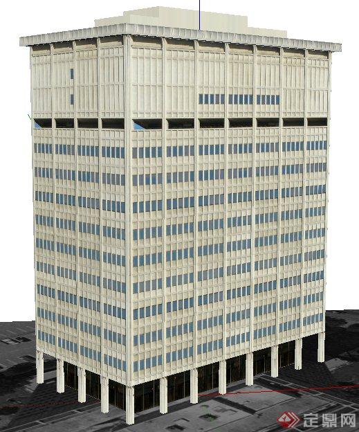 现代风格某栋高层办公建筑设计SU模型(1)