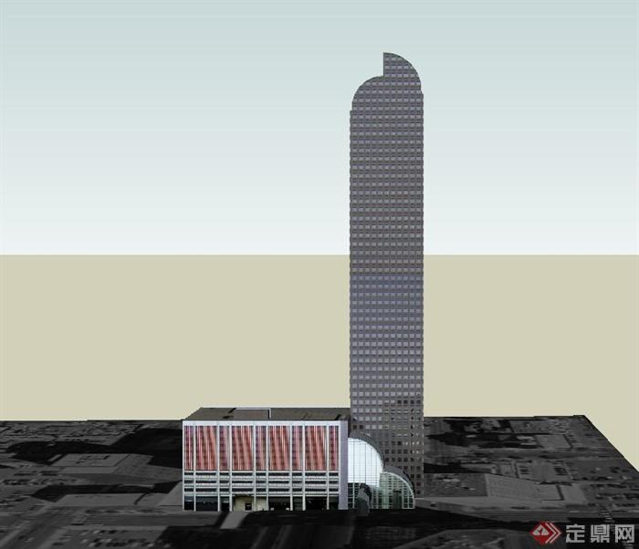现代风格某高层国际酒店建筑设计SU模型(1)
