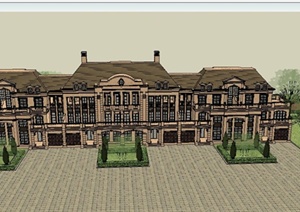 某三层美式风格别墅建筑设计SU(草图大师)模型