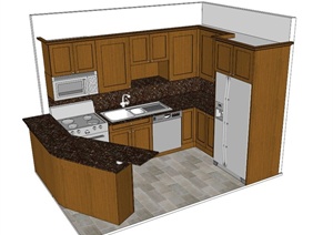 厨房橱柜设计SU(草图大师)模型