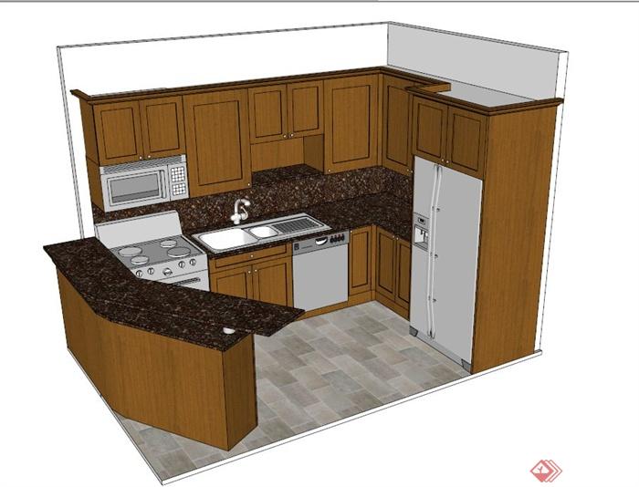 厨房橱柜设计SU模型(1)