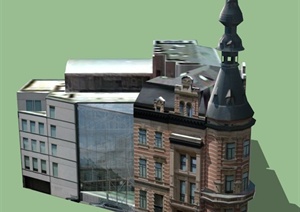 古典欧式酒店建筑设计SU(草图大师)模型