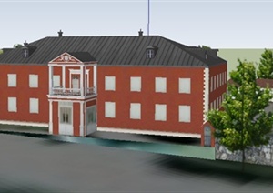 现代简欧二层别墅建筑设计SU(草图大师)模型