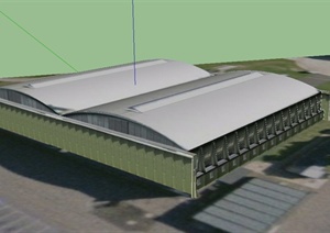 某两层仓库建筑设计SU(草图大师)模型