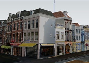 某地欧式风格商业街建筑SU(草图大师)模型