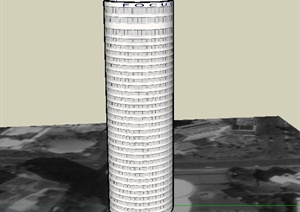 某高层圆形办公楼建筑设计SU(草图大师)模型