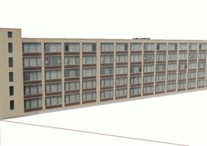 某现代风格五层学生宿舍建筑设计SU(草图大师)模型