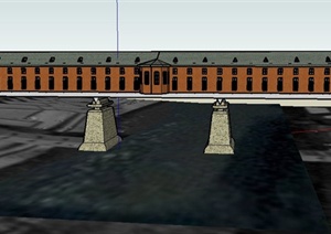 某单层桥梁办公建筑设计SU(草图大师)模型