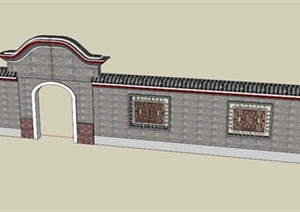 中式景墙设计SU(草图大师)模型