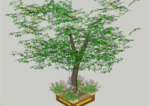 特色树池坐凳设计SU(草图大师)模型