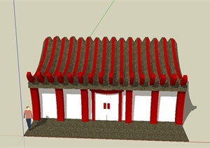 某单层日式寺庙建筑设计SU(草图大师)模型