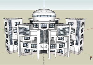 现代五层校园建筑设计SU(草图大师)模型