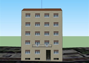 现代五层住宅建筑设计SU(草图大师)模型
