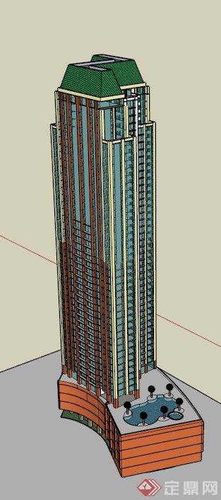 商住大厦建筑设计SU模型(1)