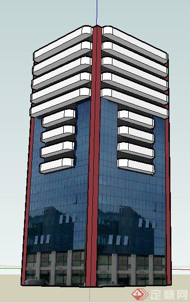 现代某高层写字楼建筑设计SU模型(1)