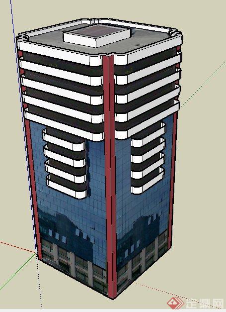 现代某高层写字楼建筑设计SU模型(2)