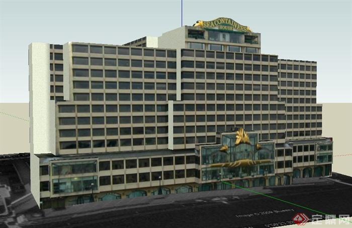 现代海事馆大楼建筑设计SU模型(1)