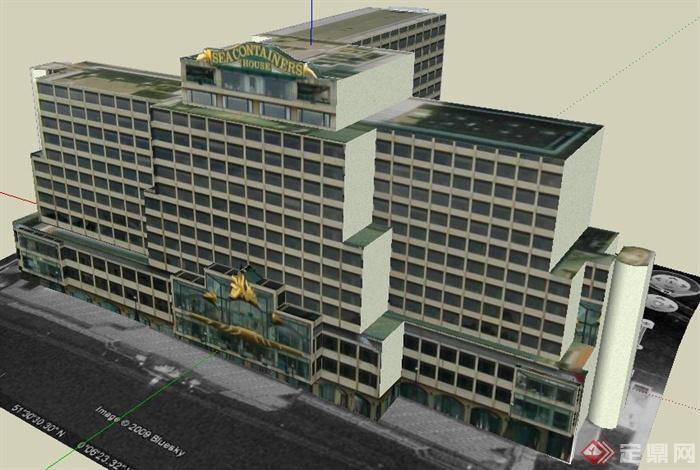 现代海事馆大楼建筑设计SU模型(2)