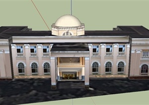 某两层欧式餐厅建筑设计SU(草图大师)模型