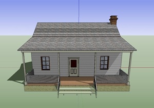 现代乡村单层住宅小屋建筑设计SU(草图大师)模型