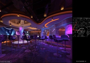 400平米时尚情趣酒吧室内设计方案图（含效果图）