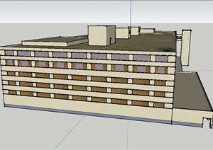 现代五层教学楼建筑设计SU(草图大师)模型