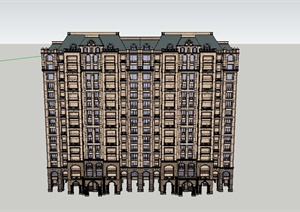 某新古典14层住宅建筑设计SU(草图大师)模型