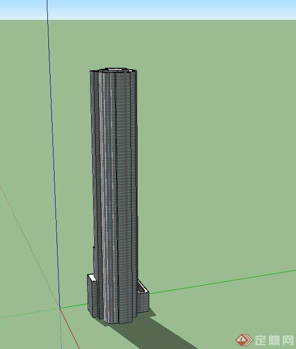现代超高层独栋办公建筑设计SU模型(2)