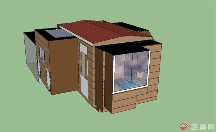 现代单层值班室建筑设计SU模型(2)