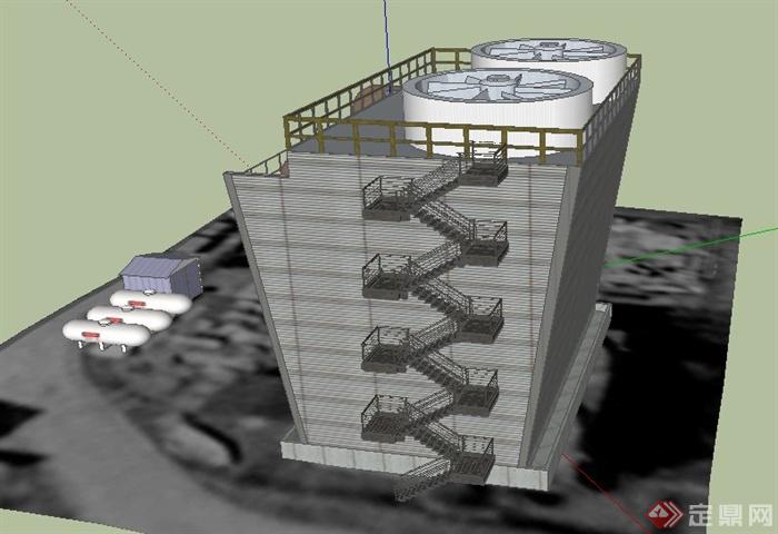 某地涡轮工业建筑设计SU模型(2)
