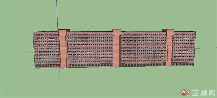 现代某学校两排链接教学楼建筑设计SU模型(3)