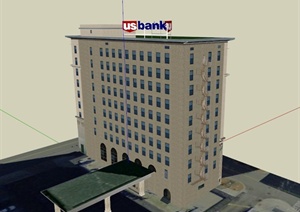 合众银行大楼建筑设计SU(草图大师)模型