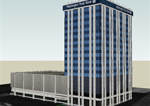 现代高层银行大楼建筑设计SU(草图大师)模型