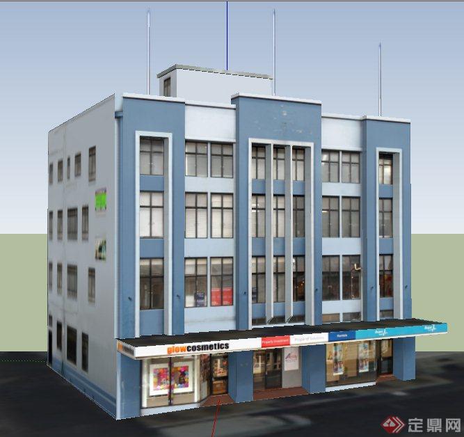现代四层商业办公建筑设计SU模型(1)