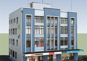 现代四层商业办公建筑设计SU(草图大师)模型
