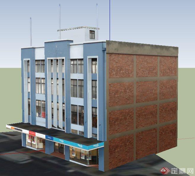 现代四层商业办公建筑设计SU模型(2)