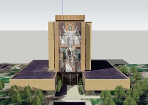 某欧式多层宗教教堂建筑设计SU(草图大师)模型
