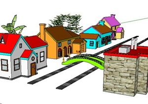 5栋民房住宅建筑设计SU(草图大师)模型