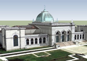 欧式风格纪念馆博物馆建筑设计SU(草图大师)模型
