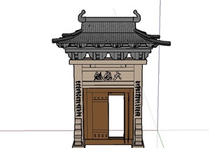 某古典中式风格住宅入户门设计SU(草图大师)模型